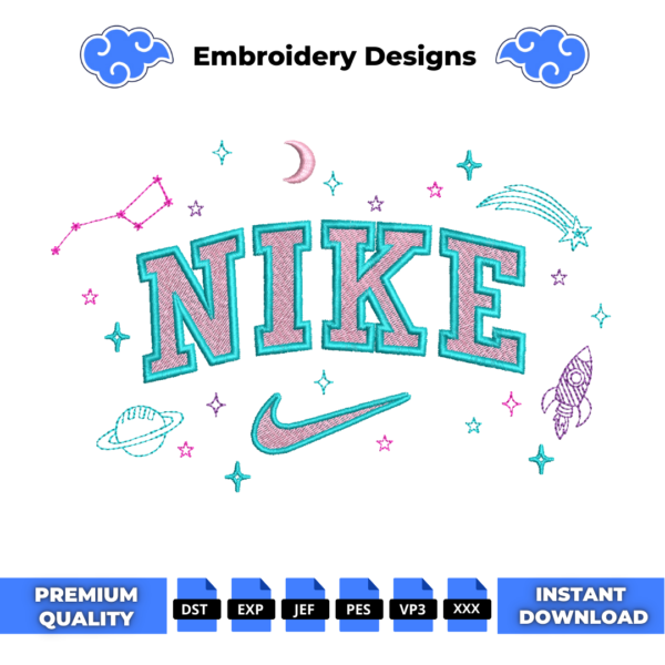 Space Star Swoosh Embroidery Design