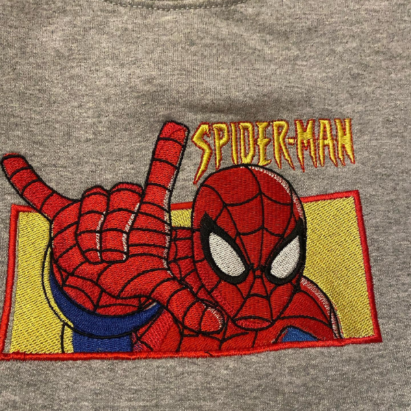 Spiderman Boxed Embroidery Design stitched by a customer