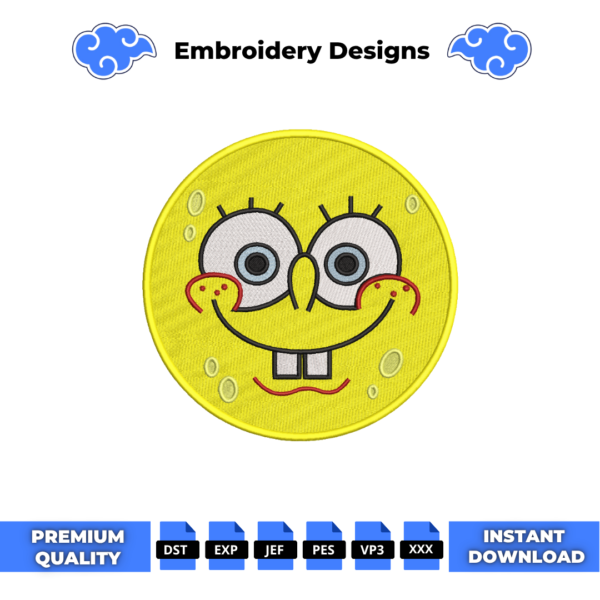 SpongeBob Face Circle Embroidery Design