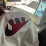 Squid Game Swoosh Embroidery Design stitched by a customer