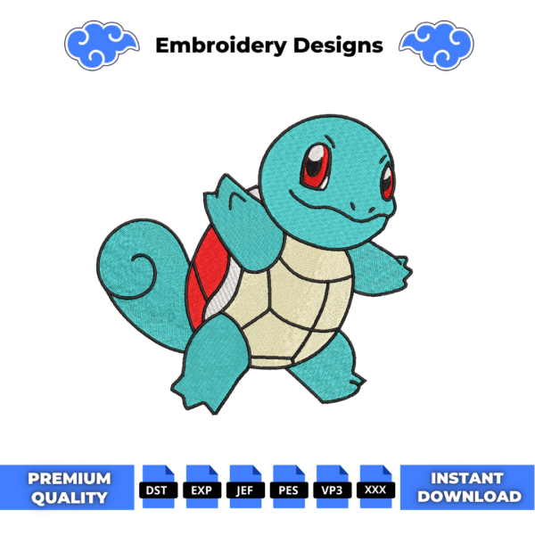 Squirtle Pokemon V2 Embroidery Design