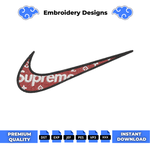 Supreme Swoosh Embroidery Design