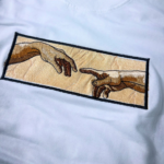 The Creation of Adam Embroidery Design stitched by a customer