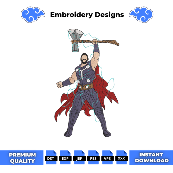 Thor Power Embroidery Design