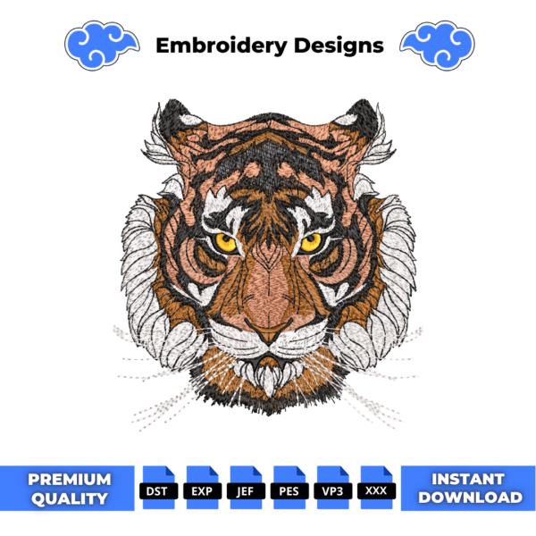 Tiger Head Embroidery Design