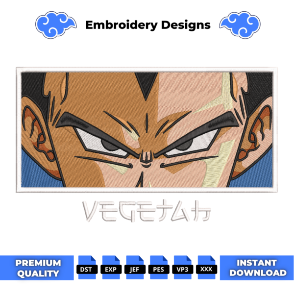 Vegeta Eyes V2 Embroidery Design
