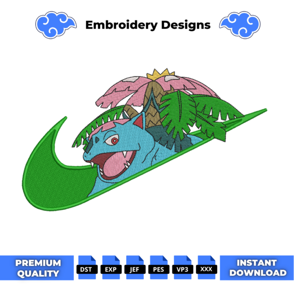 Venusaur Swoosh Embroidery Design