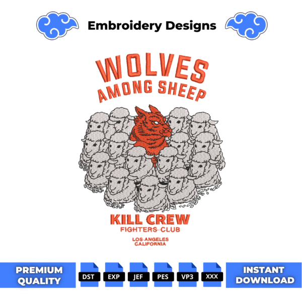 Wolves Among Sheep Embroidery Design