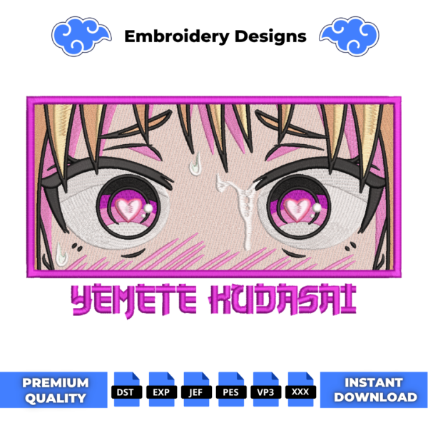 Yamete Kudasai Eyes Embroidery Design