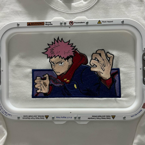 Yuji Itadori Embroidery Design stitched by a customer