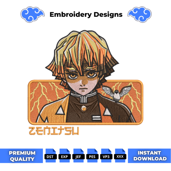 Zenitsu Agatsuma Demon Slayer Embroidery Design
