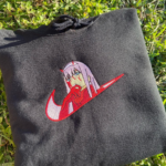 Zero Two Swoosh Anime Embroidery Design stitched by a customer