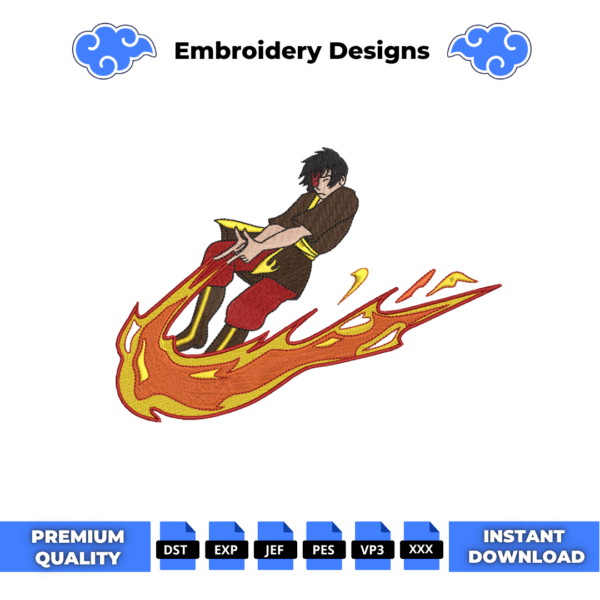 Zuko Avatar Swoosh Embroidery Design