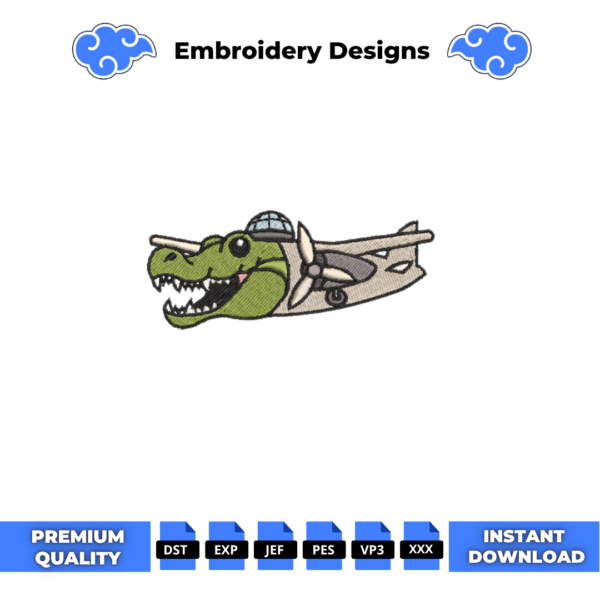 Bombardiro Crocodilo Brainrot Embroidery Design