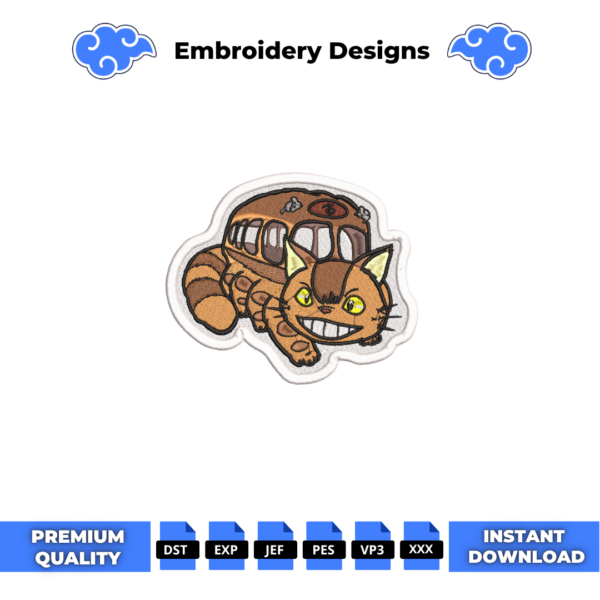 Catbus My Neighbor Totoro Embroidery Design