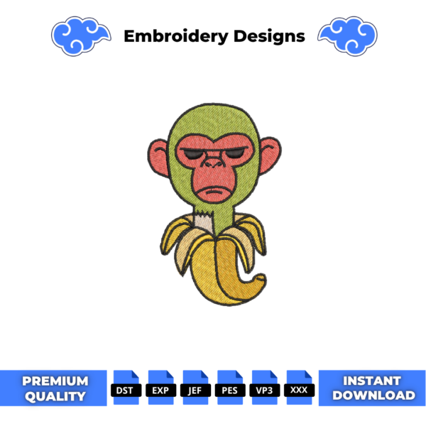 Chimpanzini Bananini Brainrot Embroidery Design