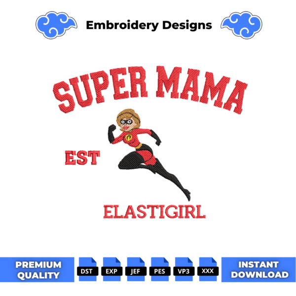 College Elastigirl Embroidery Design