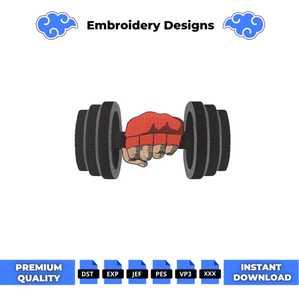 Dumbell Gym Hand Embroidery Design
