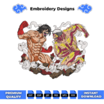 Eren VS Reiner Titan Embroidery Design