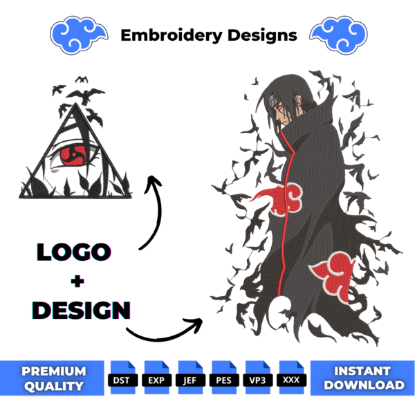 Itachi and Triangle Eye Logo Embroidery Design