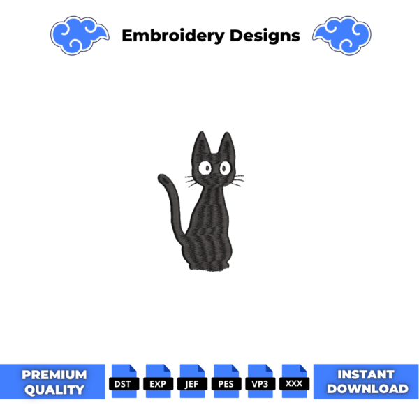 Jiji Kiki Cat Embroidery Design