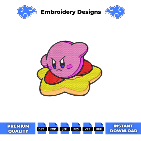 Kirby Star Embroidery Design