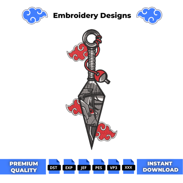 Kunai Itachi Eyes Embroidery Design
