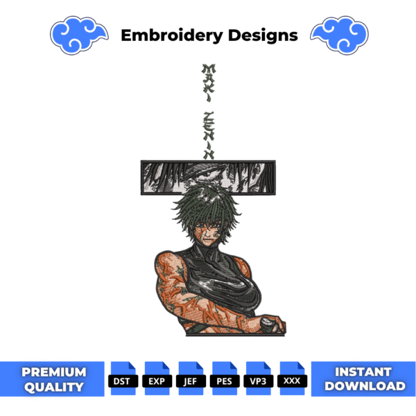 Maki Jujutsu Kaisen Embroidery Design
