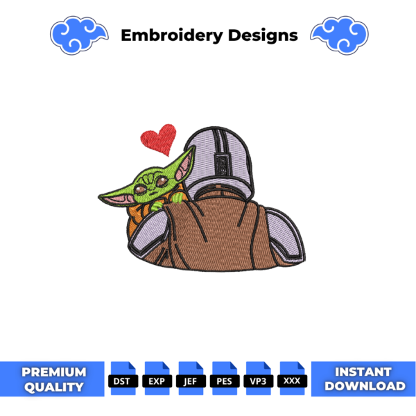 Mandalorian Baby Yoda Embroidery Design