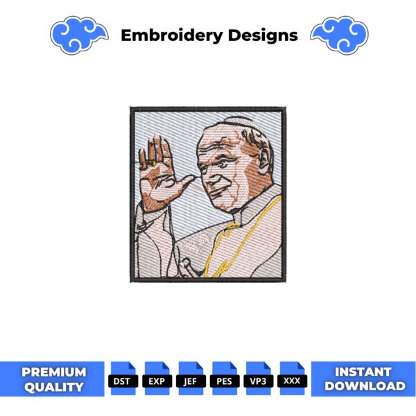 Pope John Paul II Embroidery Design