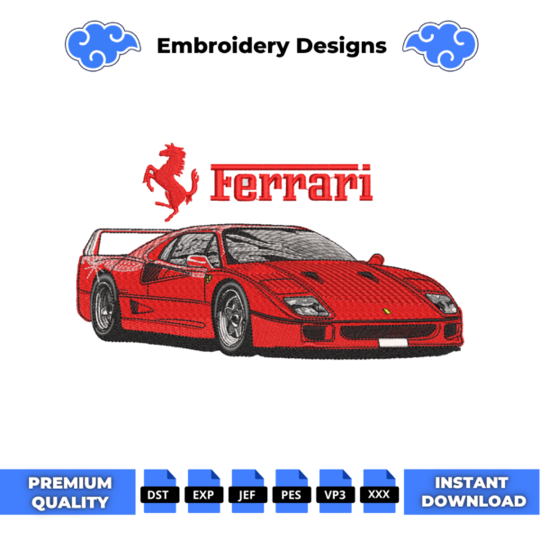 Ferrari Embroidery Design