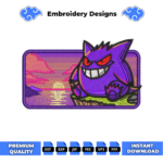 Gengar Sunset Embroidery Design