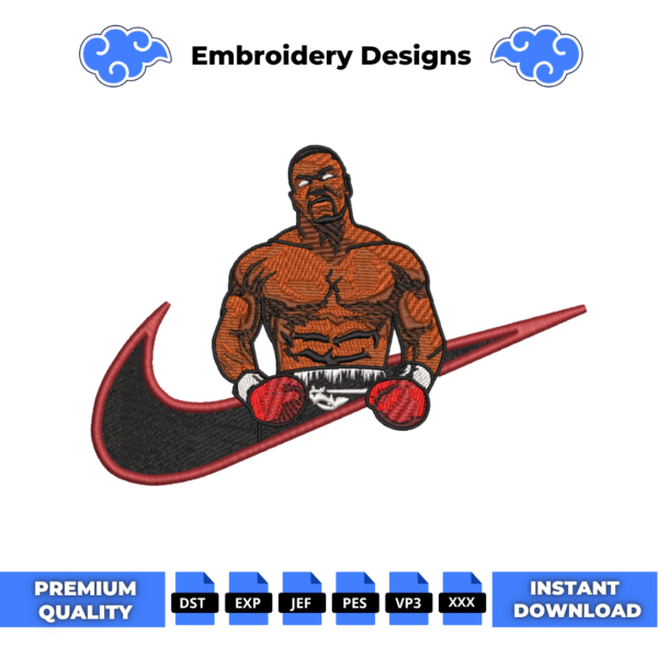 Mike Tyson Muscle Embroidery Design