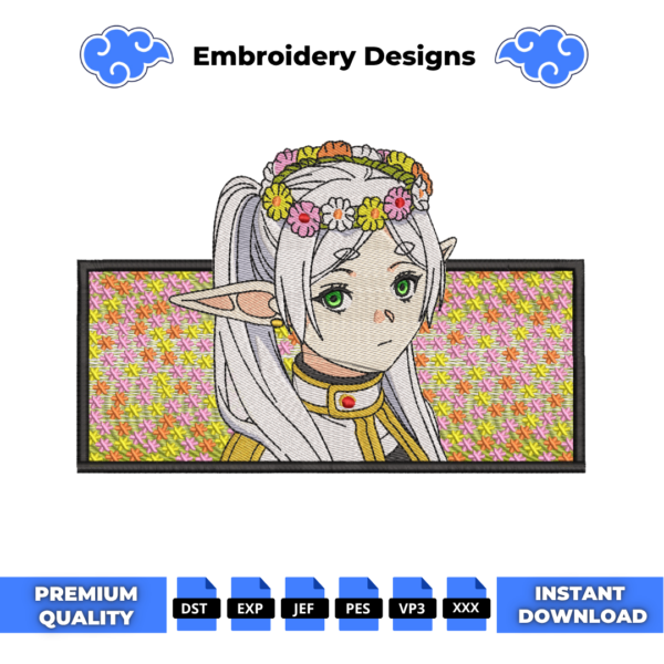 Frieren Flower Crown Embroidery Design